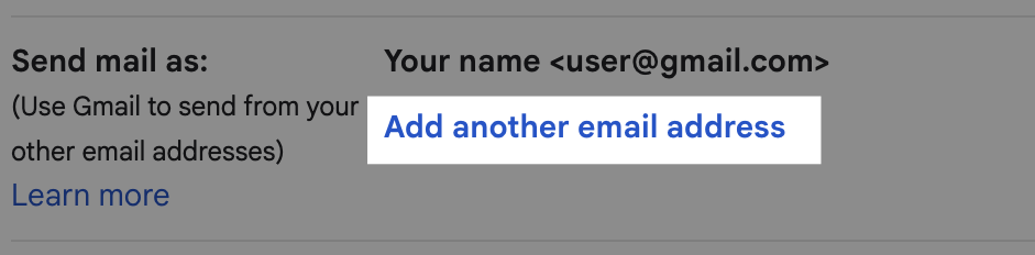 Gmail Send mail as settings